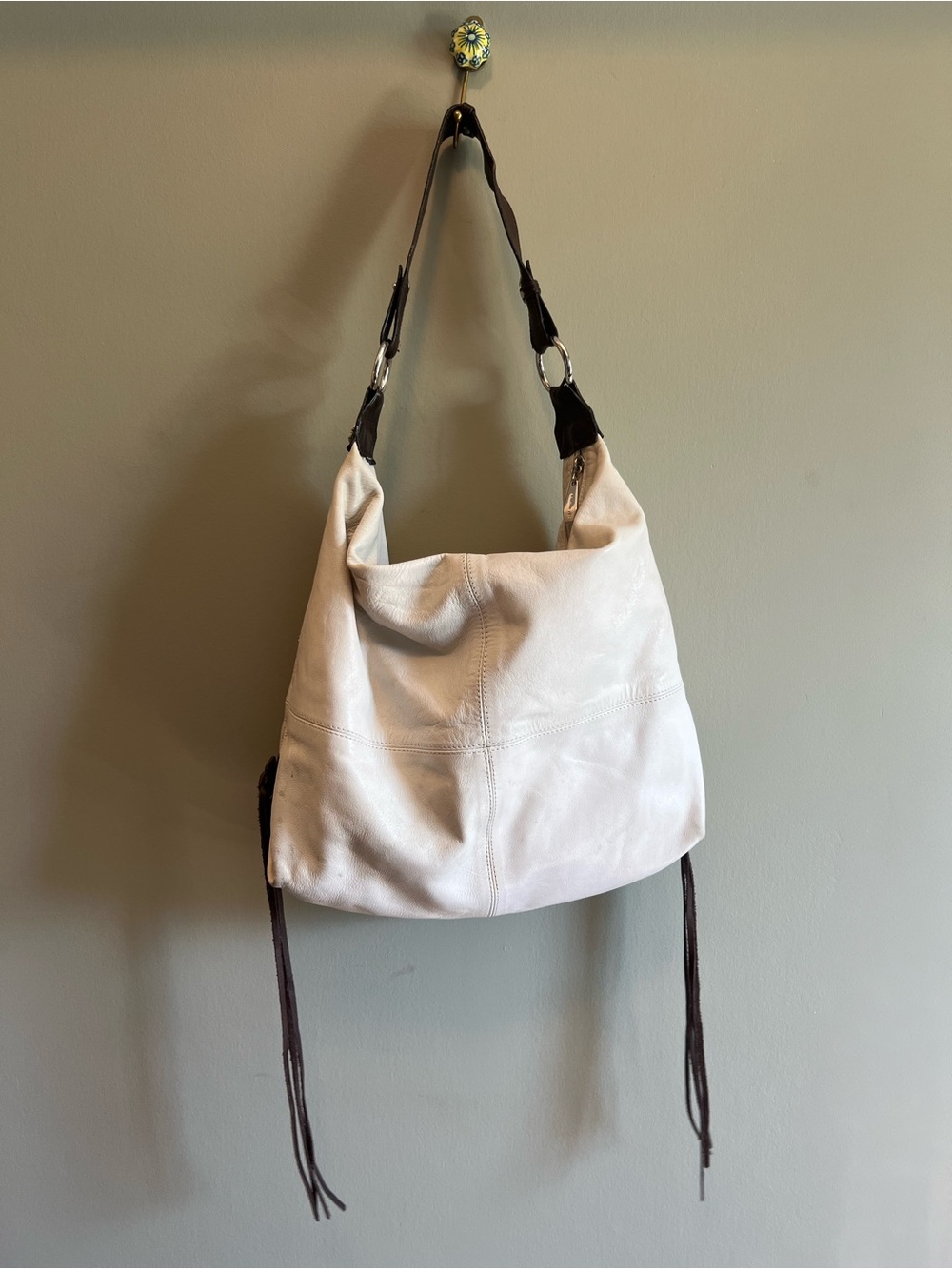 Bergè Made in Italy White Leather Hobo Shoulder Bag  | Y2K Boho